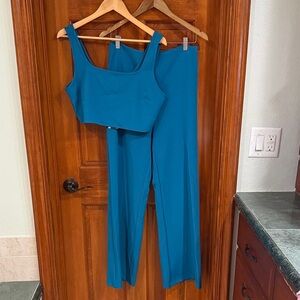 Sincerely Jules Teal Wide-Leg Pants & Cropped Tank Set